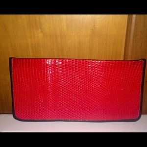 New Leather Wallet w/Credit Card Case Red & Black Holiday Gatherings